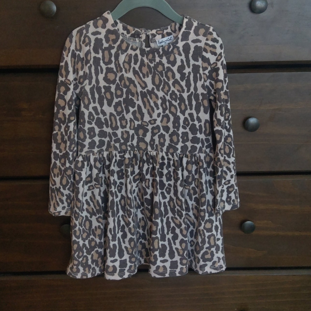 Splendid leopard print long sleeve toddler dress
